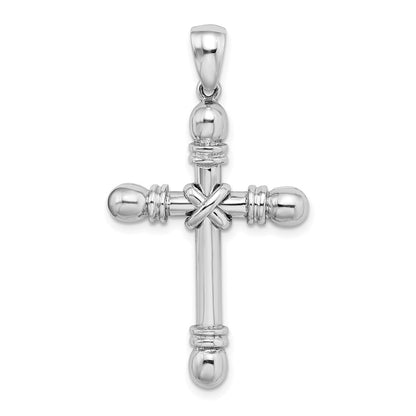 14k White Gold  X  Center Rounded Ends Cross Pendant