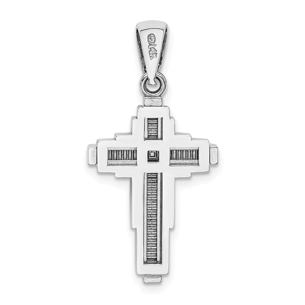14k White Gold Beaded Cross Pendant