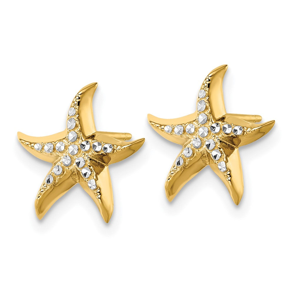 14k Yellow u0026 Rhodium Gold w/Rhodium Starfish Post Earrings