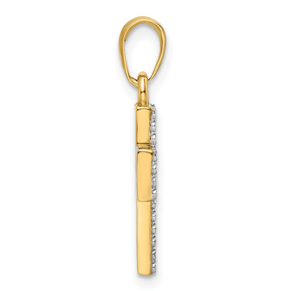 14k Yellow u0026 Rhodium Gold w/Rhodium D/C Cross Pendant