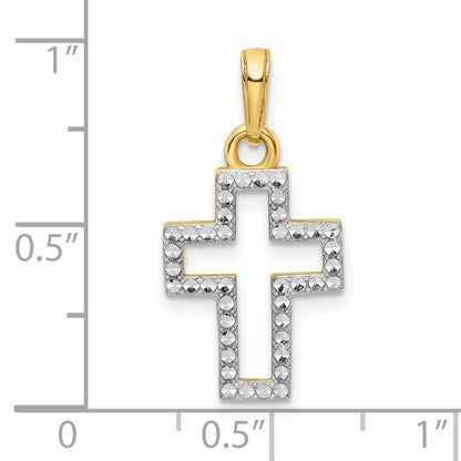 14k Yellow u0026 Rhodium Gold w/Rhodium D/C Cross Pendant
