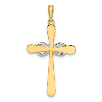 14k Yellow u0026 Rhodium Gold w/Rhodium D/C Cross u0026 Infinity Pendant