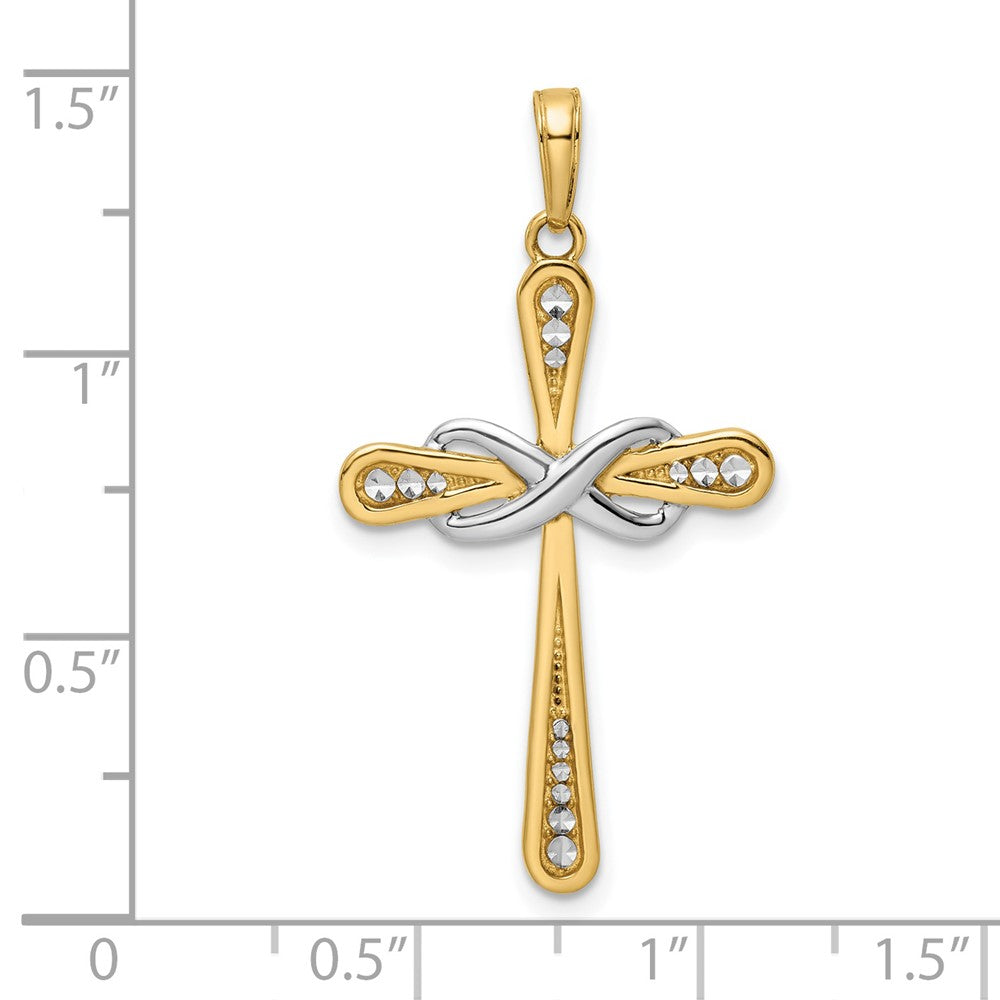 14k Yellow u0026 Rhodium Gold w/Rhodium D/C Cross u0026 Infinity Pendant