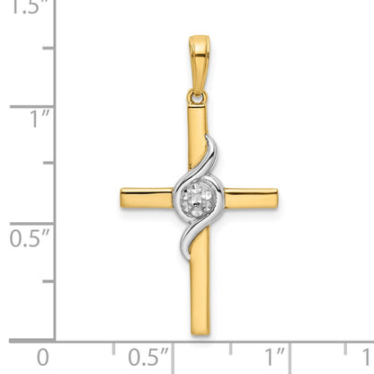 14k Yellow u0026 Rhodium Gold w/Rhodium D/C Cross Pendant