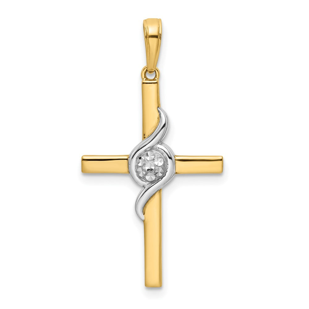 14k Yellow u0026 Rhodium Gold w/Rhodium D/C Cross Pendant
