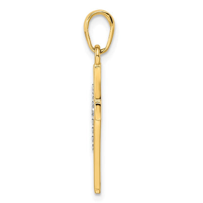 14k Yellow & Rhodium Gold w/Rhodium D/C Cross Pendant