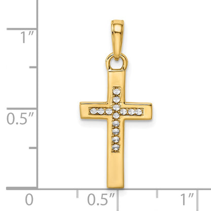 14k Yellow & Rhodium Gold w/Rhodium D/C Cross Pendant