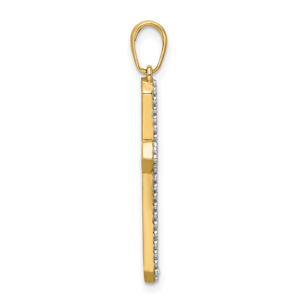14k Yellow & Rhodium Gold w/Rhodium D/C Cross Pendant