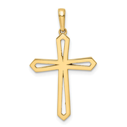 14k Yellow & Rhodium Gold w/Rhodium D/C Cross Pendant