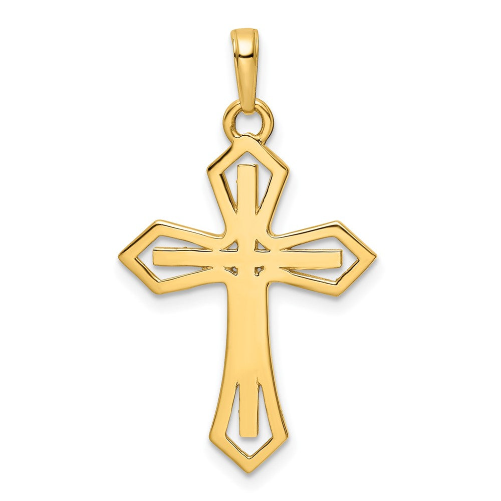 14k Yellow & Rhodium Gold w/Rhodium D/C Cross Pendant