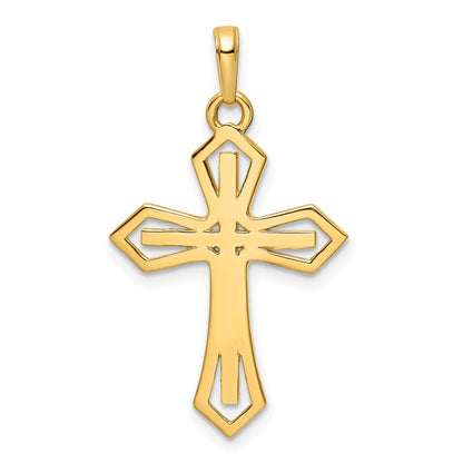 14k Yellow & Rhodium Gold w/Rhodium D/C Cross Pendant