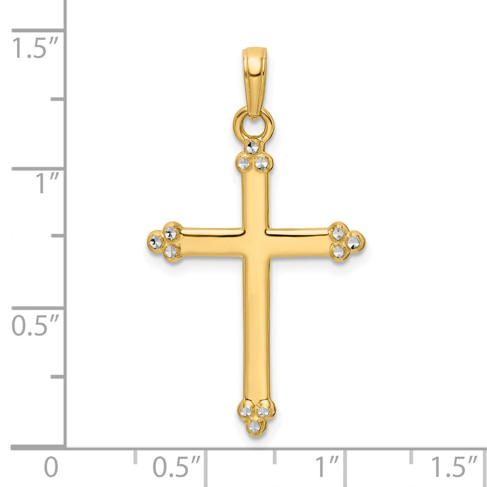 14k Yellow & Rhodium Gold w/Rhodium D/C Cross Pendant