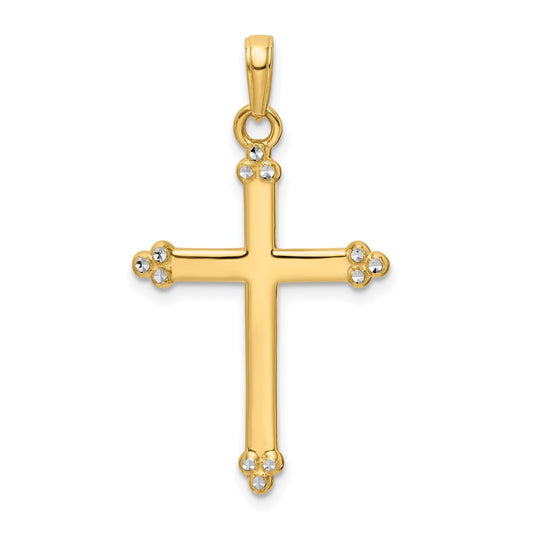 14k Yellow & Rhodium Gold w/Rhodium D/C Cross Pendant