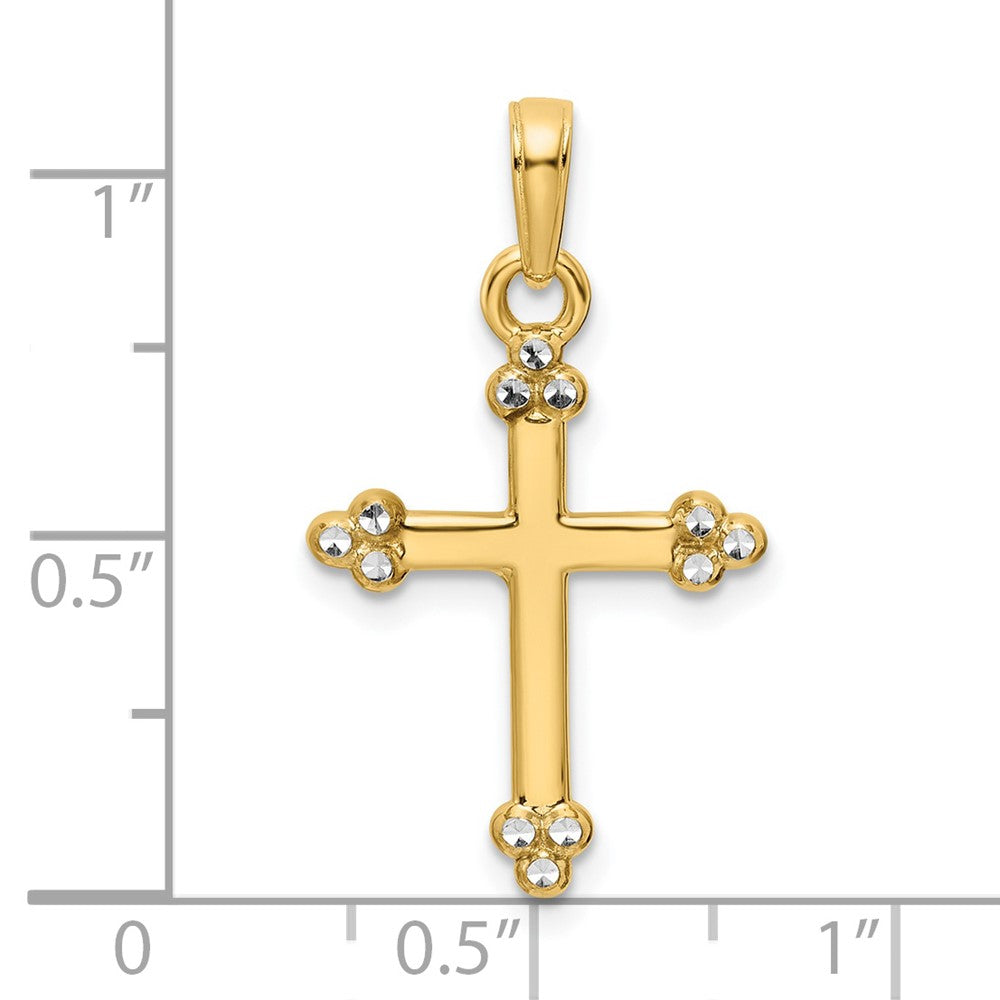 14k Yellow & Rhodium Gold w/Rhodium D/C Cross Pendant
