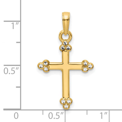 14k Yellow & Rhodium Gold w/Rhodium D/C Cross Pendant