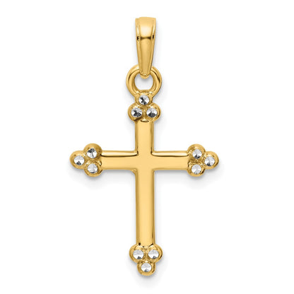 14k Yellow & Rhodium Gold w/Rhodium D/C Cross Pendant