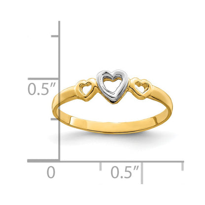 14k two tone gold hearts ring k9804