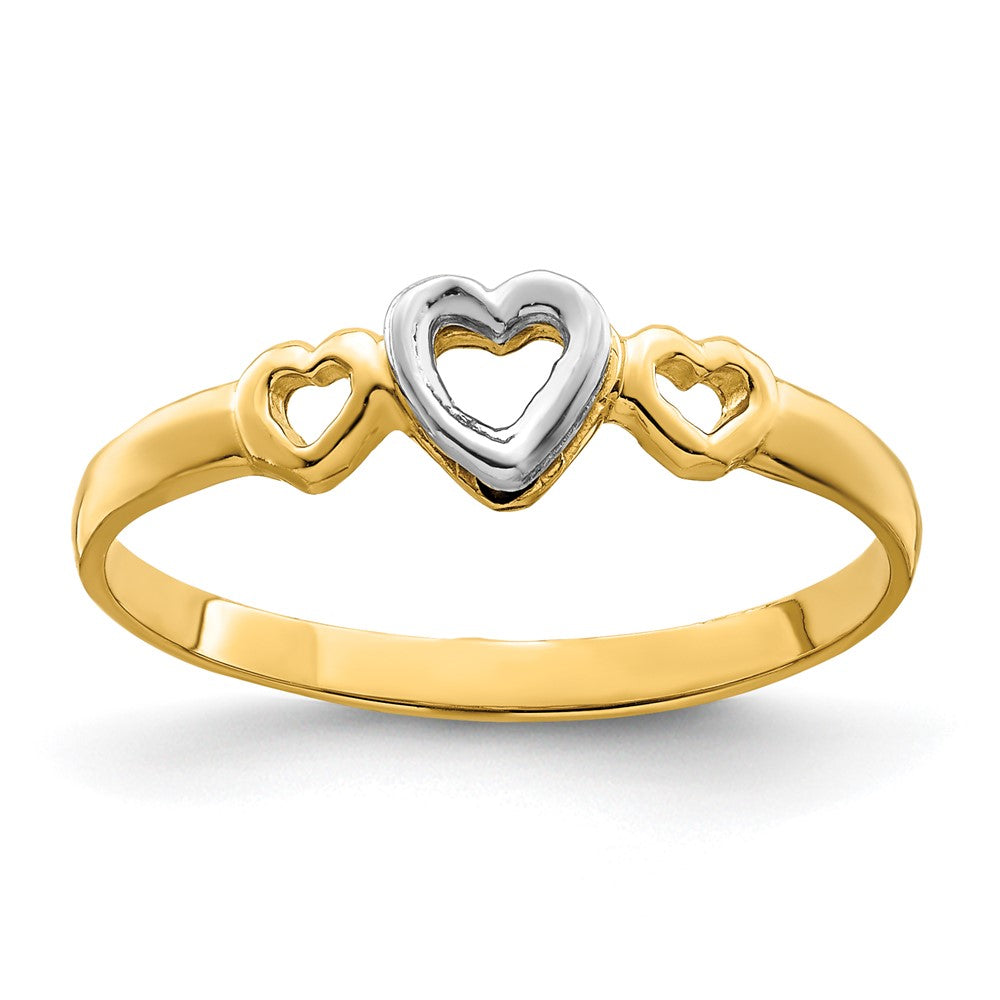 14k two tone gold hearts ring k9804