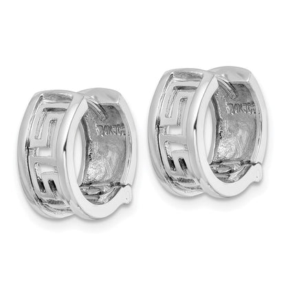 14k White Gold Cut-Out Greek Key Design Earrings