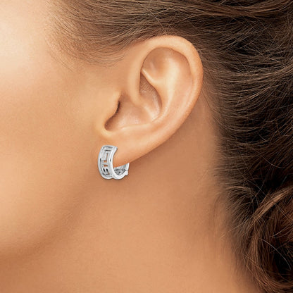 14k White Gold Cut-Out Greek Key Design Earrings