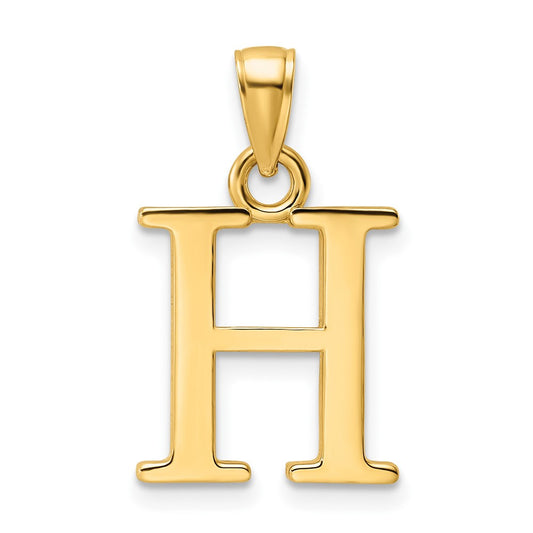14k Yellow Gold Polished Letter H Pendant