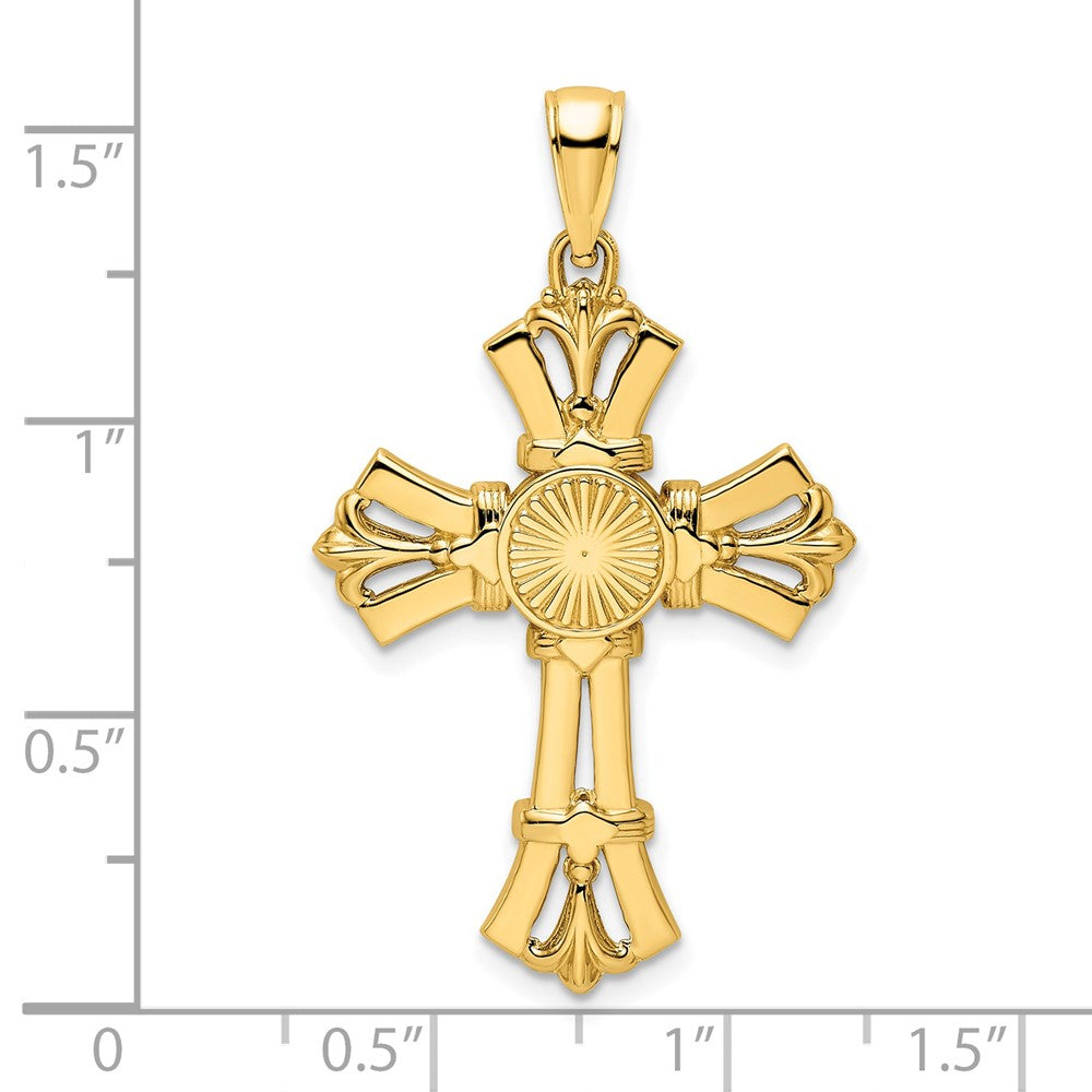 14k Yellow Gold Polished Fancy Cross Pendant