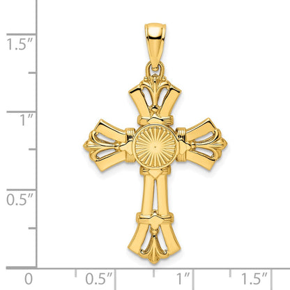 14k Yellow Gold Polished Fancy Cross Pendant