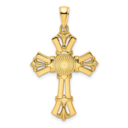 14k Yellow Gold Polished Fancy Cross Pendant