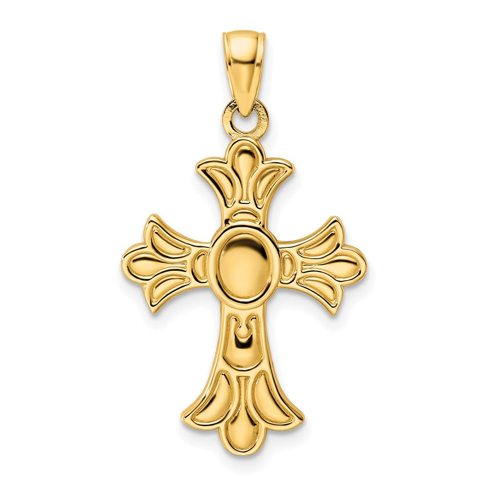 14k Yellow Gold Polished Fancy Cross Pendant