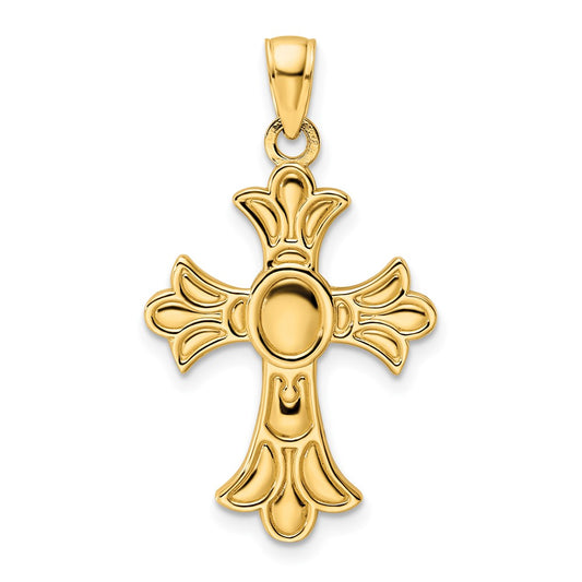 14k Yellow Gold Polished Fancy Cross Pendant