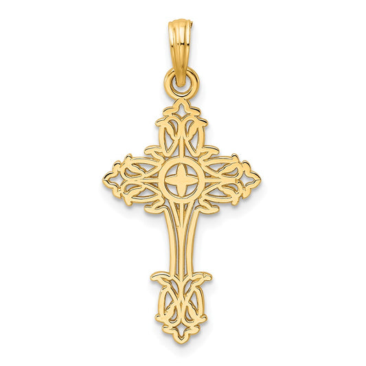 14k Yellow Gold Polished Fancy Cross Pendant