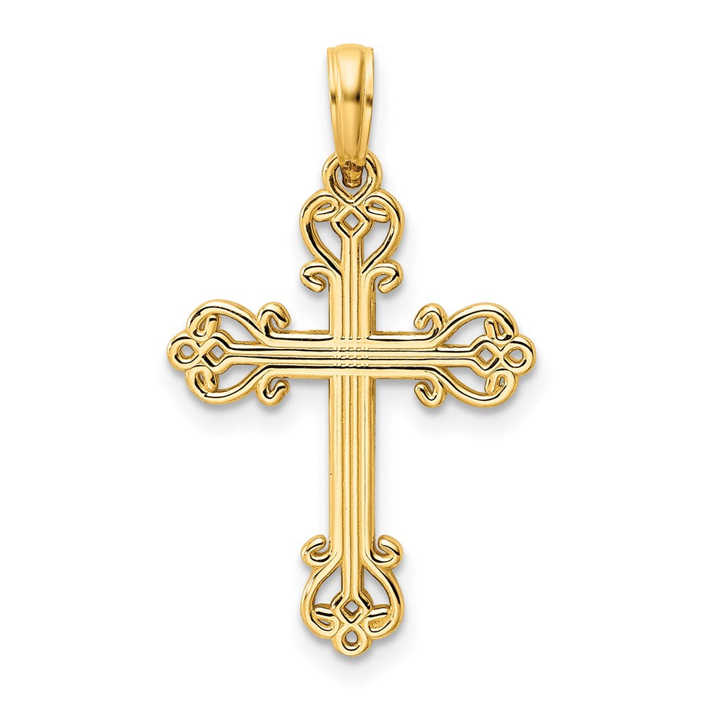 14k Yellow Gold Polished Cross Pendant