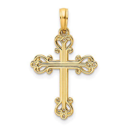 14k Yellow Gold Polished Cross Pendant