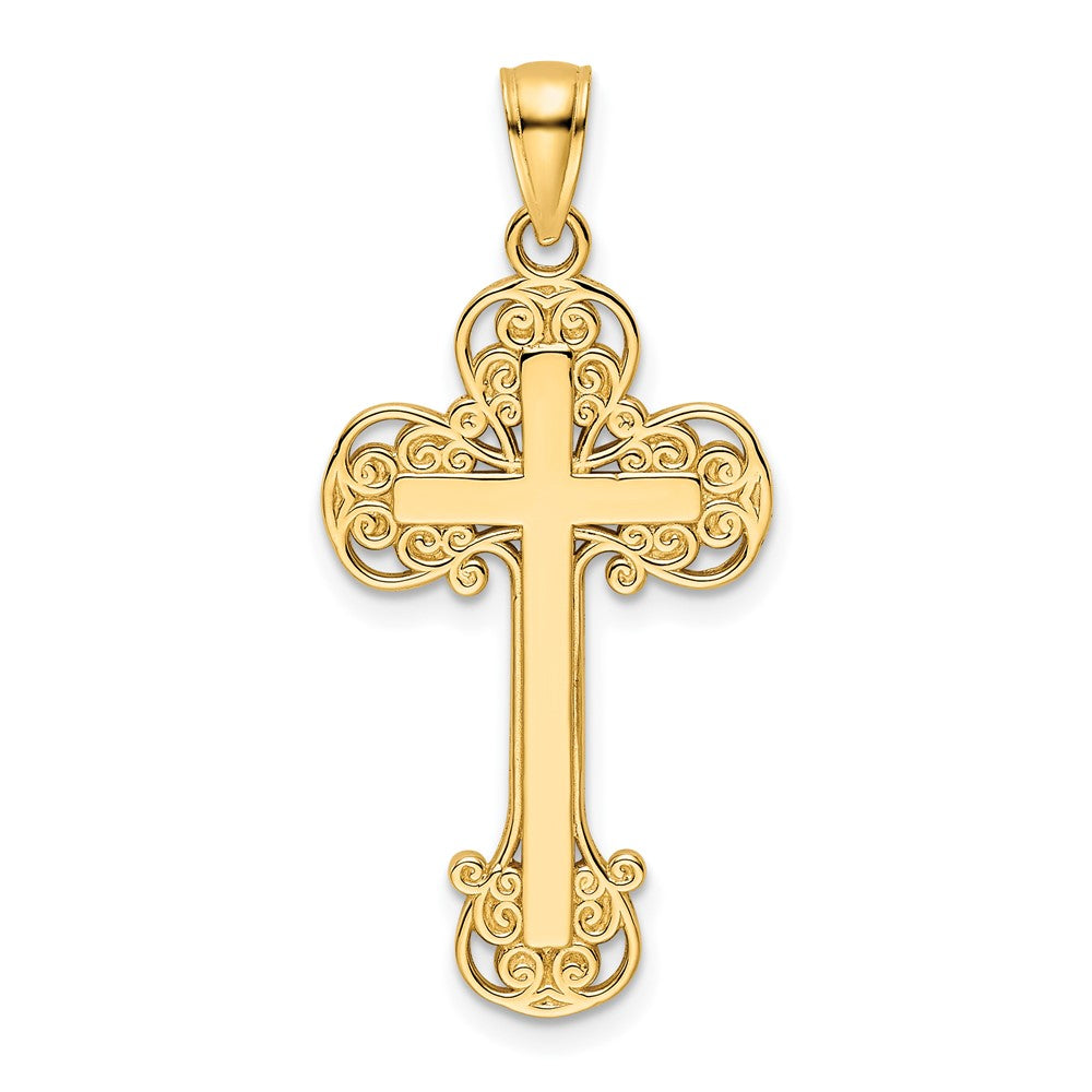 14k Yellow Gold Polished Fancy Cross Pendant