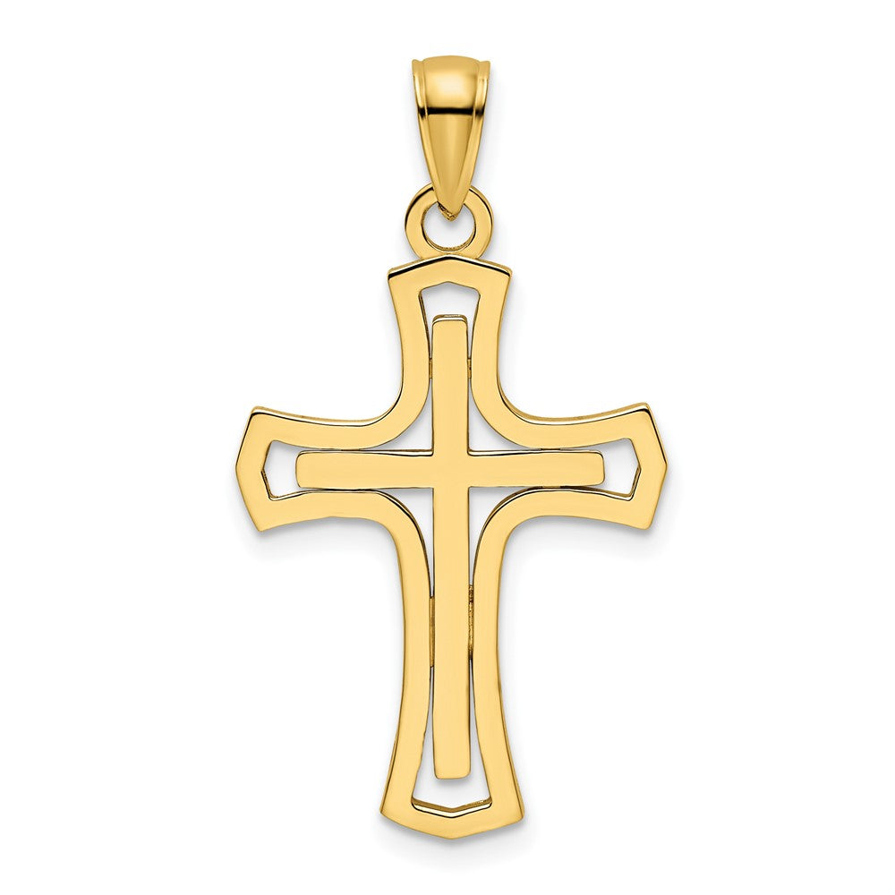 14k Yellow Gold Polished Cross Pendant