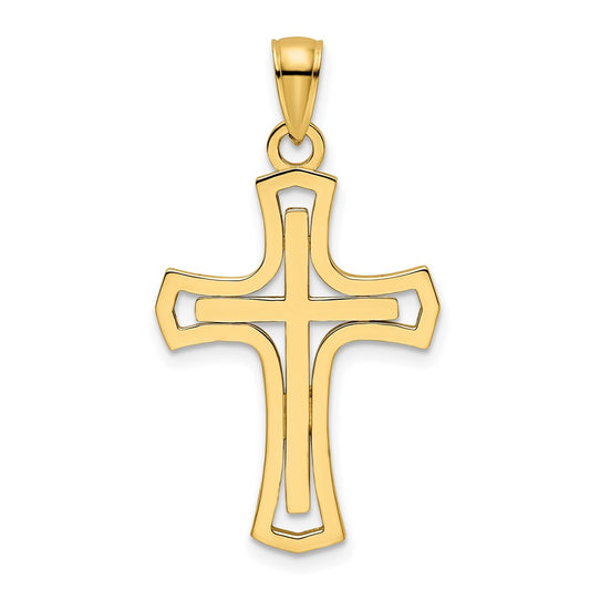 14k Yellow Gold Polished Cross Pendant