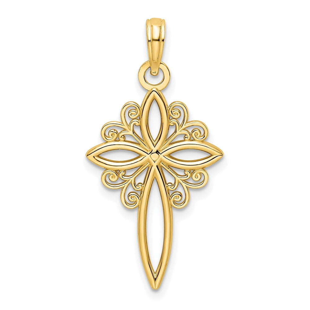 14k Yellow Gold Polished Cross Pendant