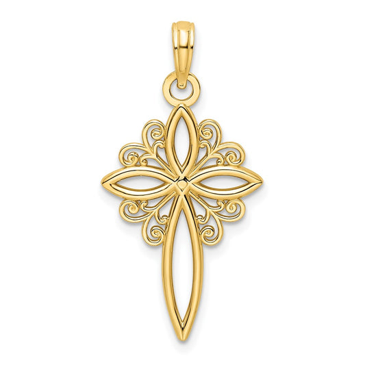 14k Yellow Gold Polished Cross Pendant