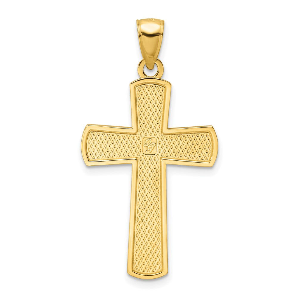 14k Yellow Gold Polished Beaded Cross Pendant