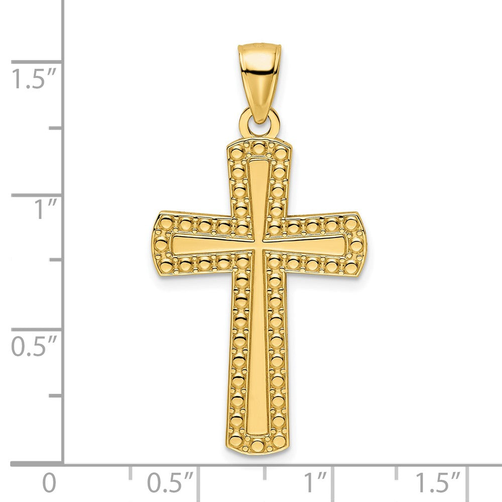 14k Yellow Gold Polished Beaded Cross Pendant