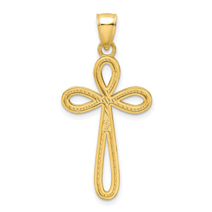 14k Yellow Gold Polished Beaded Cross Pendant