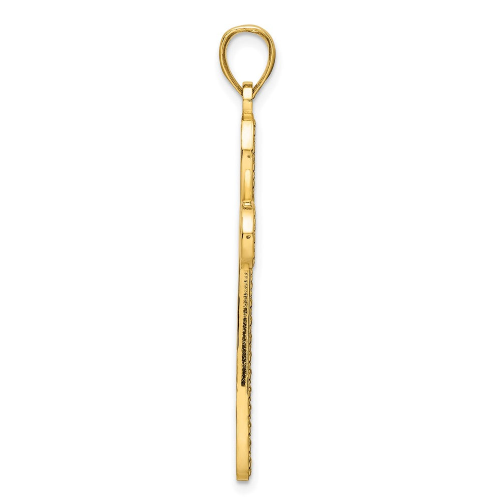 14k Yellow Gold Polished Beaded Cross Pendant