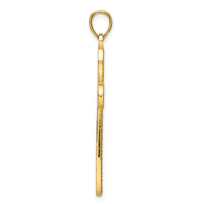 14k Yellow Gold Polished Beaded Cross Pendant