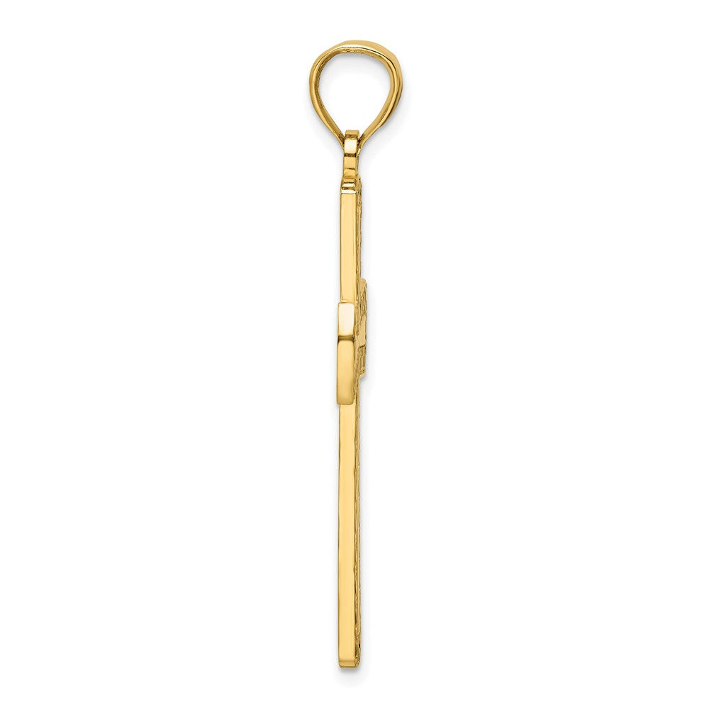 14k Yellow Gold Polished Beaded Cross Pendant
