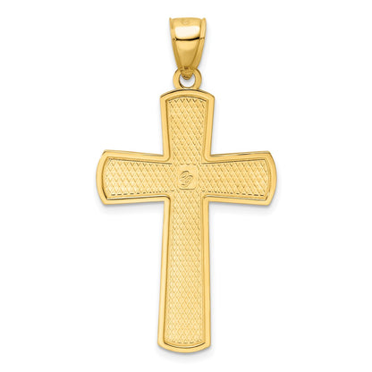 14k Yellow Gold Polished Beaded Cross Pendant