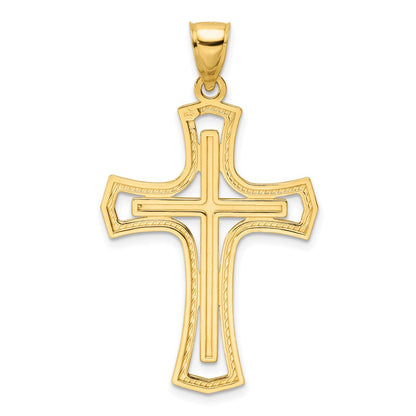 14k Yellow Gold Polished Cross Pendant
