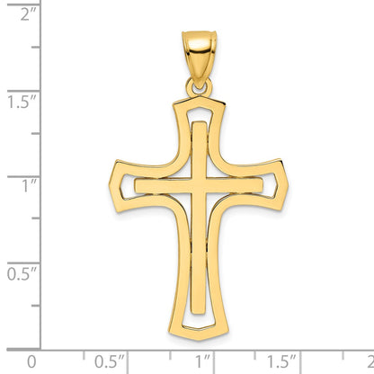 14k Yellow Gold Polished Cross Pendant