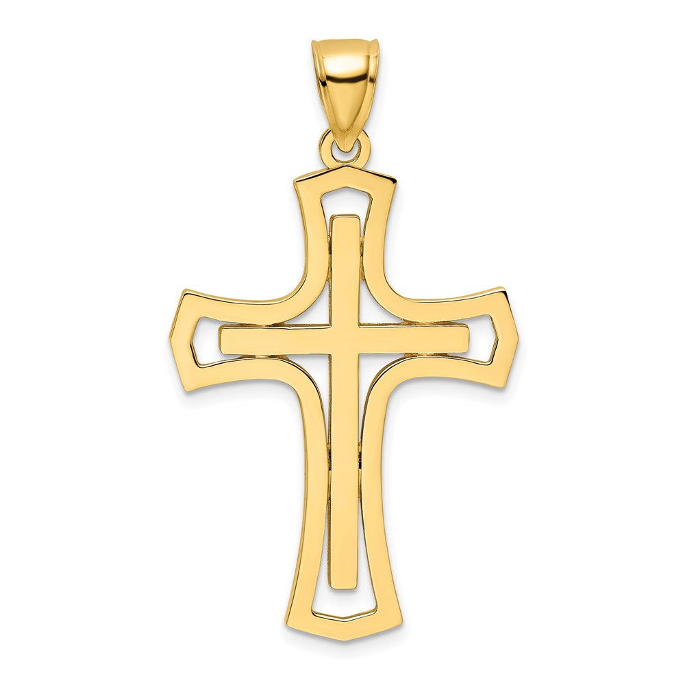 14k Yellow Gold Polished Cross Pendant
