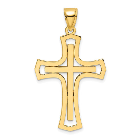14k Yellow Gold Polished Cross Pendant