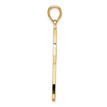 14k Yellow Gold Polished Double Cross Pendant